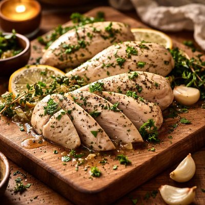 Image of Simple Poached Herbed Chicken