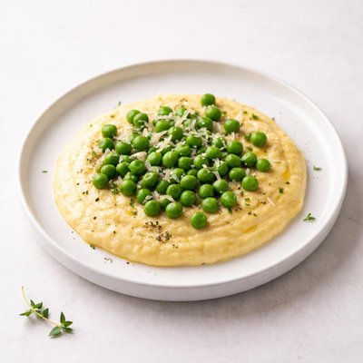 Image of Simple Rice Cooker Polenta with Green Peas