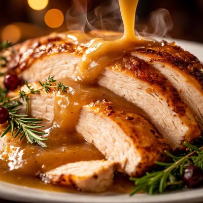 Image of Simple Roast Turkey with Rich Turkey Gravy