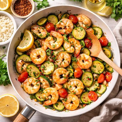 Image of Simple Shrimp and Zucchini Saute