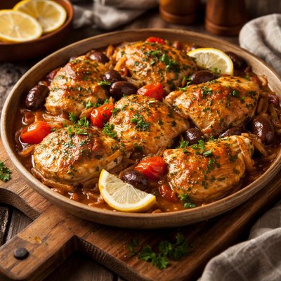 Image of Simple Simmered Grecian Chicken