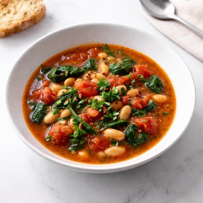 Image of Simple Tomato Spinach White Bean Soup