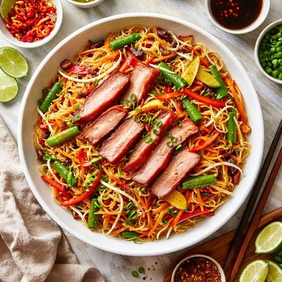 Image of Singapore Noodles with Red Roasted Pork