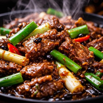 Image of Sizzling Beef with Spring Onions Black Bean Sauce