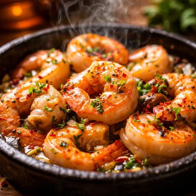 Image of Sizzling Spanish Garlic Prawns Tapas Style