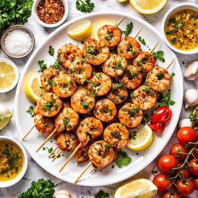 Image of Skewered Garlic Shrimp