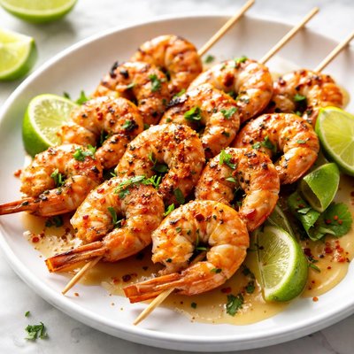 Image of Skewered Tiger Prawns with Honey Lime Butter