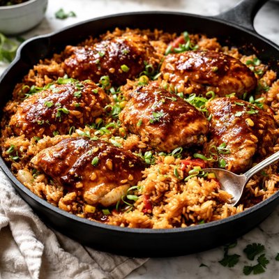 Image of Skillet Bbq Chicken and Rice