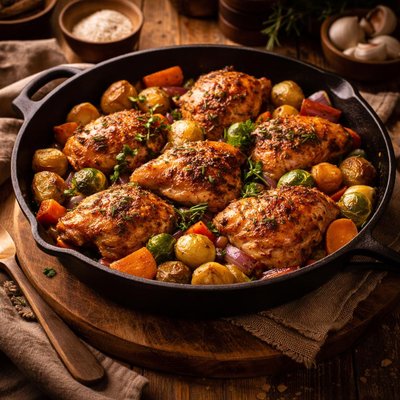 Image of Skillet Chicken and Winter Vegetables