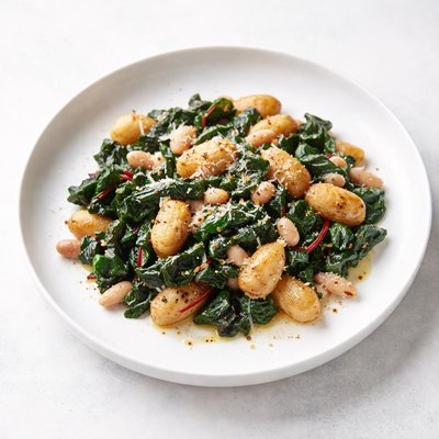 Image of Skillet Gnocchi with Chard and White Beans