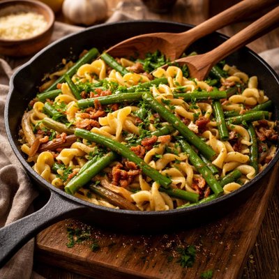 Image of Skillet Green Beans and Noodles