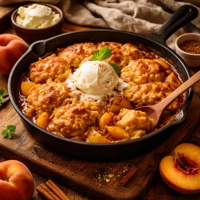 Image of Skillet Peach Cobbler