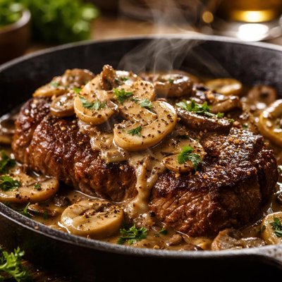 Image of Skillet Steak with Mushroom Sauce