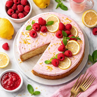 Image of Skinny Raspberry Lemonade Cake