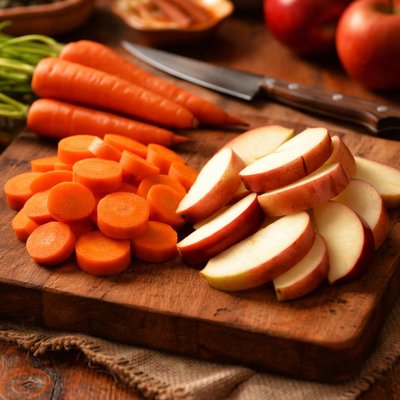 Image of Sliced Carrots and Apples