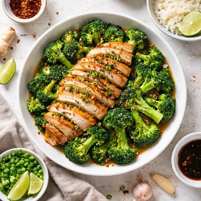 Image of Sliced Chicken with Broccoli