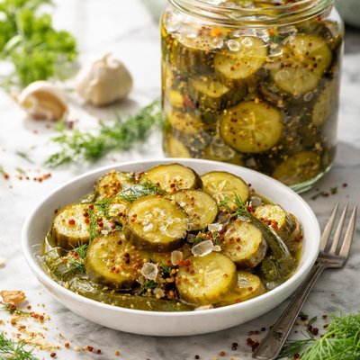 Image of Sliced Spiced and Iced Refrigerator Sweet Dill Pickles