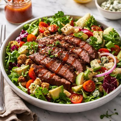 Image of Sliced Steak Salad with Bloody Mary Vinaigrette