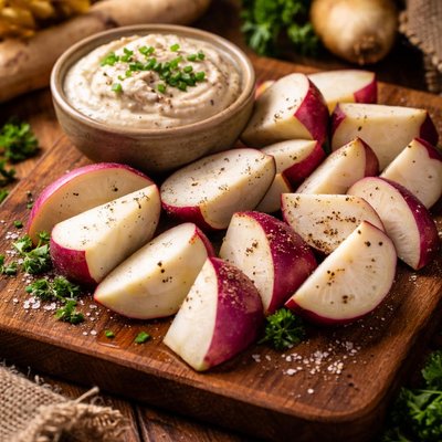 Image of Sliced Turnips with Horseradish Dip
