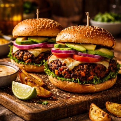 Image of Slightly Spicy Black Bean Burgers