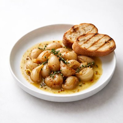 Image of Slow Cooked Garlic and Onions with Toasted Baguette