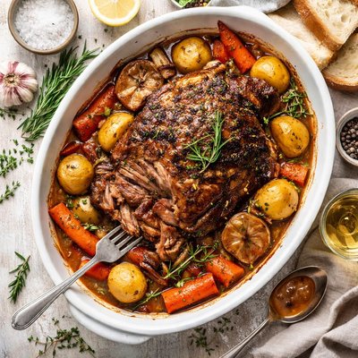 Image of Cordero cocido a fuego lento con romero y ajo