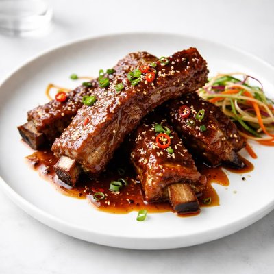 Image of Slow Cooked Pork Ribs with Sweet and Sour Sauce