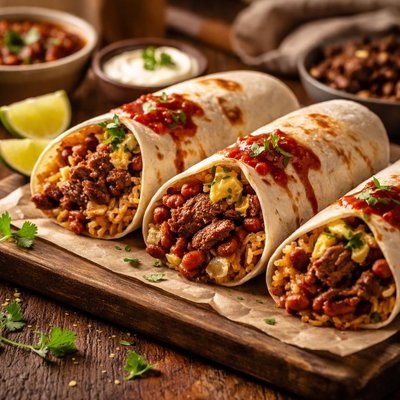 Image of Slow Cooker Beef and Bean Burritos