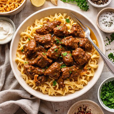 Image of Slow Cooker Beef Tips and Noodles