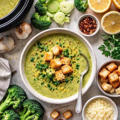 Image of Slow Cooker Broccoli Leek Lemon Soup