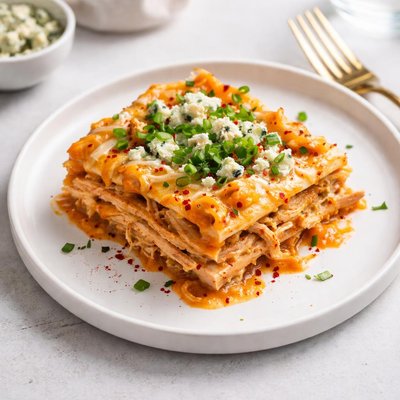 Image of Slow Cooker Buffalo Chicken Lasagna
