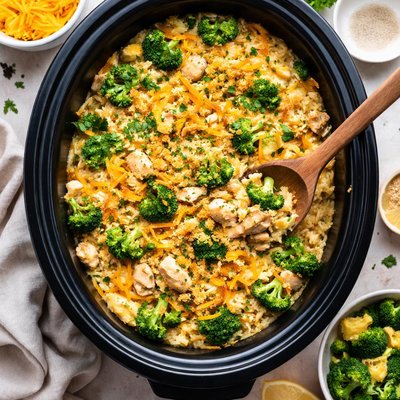 Image of Slow Cooker Cheesy Broccoli Chicken Casserole