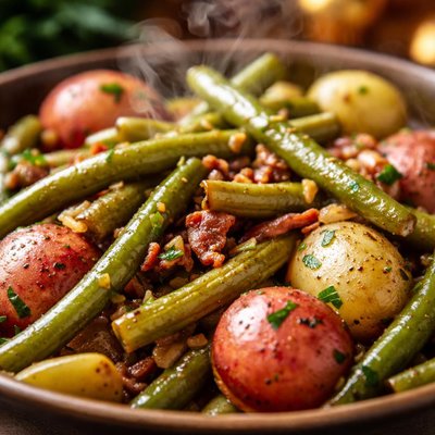 Image of Slow Cooker Green Beans and Petite Reds