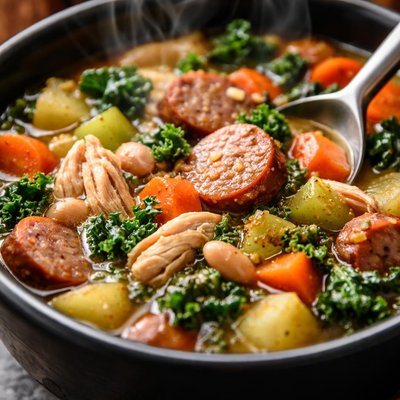Image of Slow Cooker Hearty Chicken Sausage Soup