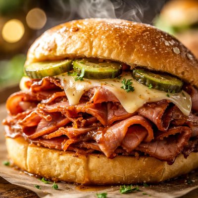 Image of Slow Cooker Hot Ham Sandwiches
