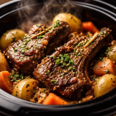 Image of Slow Cooker Lamb Chops and Vegetables
