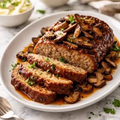 Image of Slow Cooker Meat Loaf with Shiitake Mushrooms