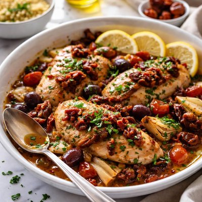 Image of Slow Cooker Mediterranean Chicken with Sun Dried Tomatoes