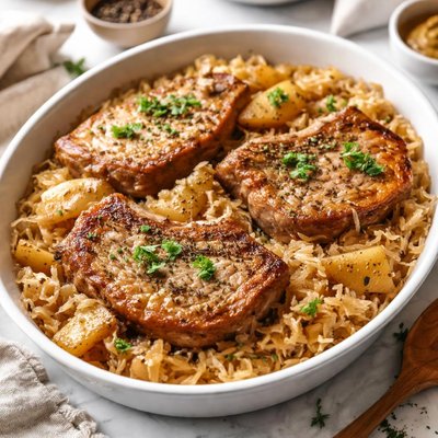 Image of Slow Cooker Pork Chops with Sauerkraut