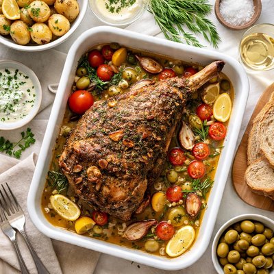 Image of Slow Roast Leg of Lamb with White Wine