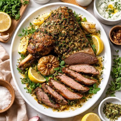 Image of Slow Roasted Leg of Lamb with Oregano and Lemon