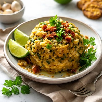 Image of Smashed Garlic Plantains Mofongo