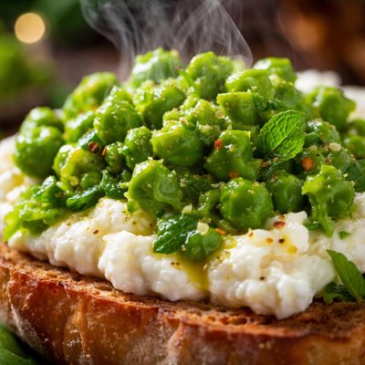 Image of Smashed Peas Ricotta Cheese