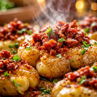 Image of Smashed Potatoes with Chorizo