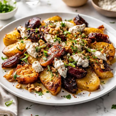 Image of Smashed Roots and Tubers with Chevre