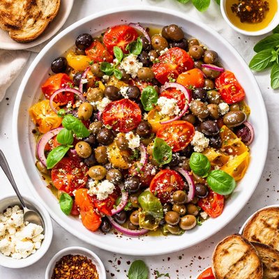 Image of Smashed Tomato and Olive Salad