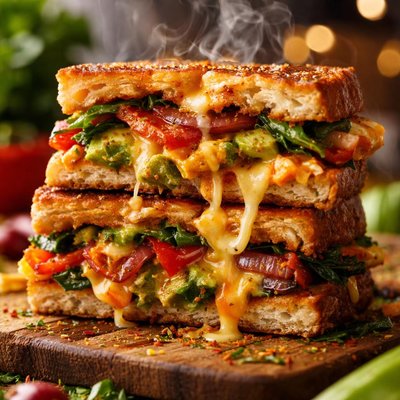 Image of Smashed Veggie Cheese Sandwiches