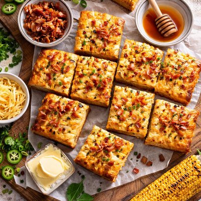 Image of Smoked Bacon Onion Sweet Cornbread