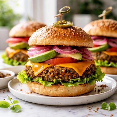 Image of Smoked Cheddar and Lentil Burgers