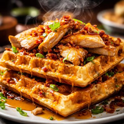 Image of Smoked Chicken and Cheddar Buttermilk Waffles